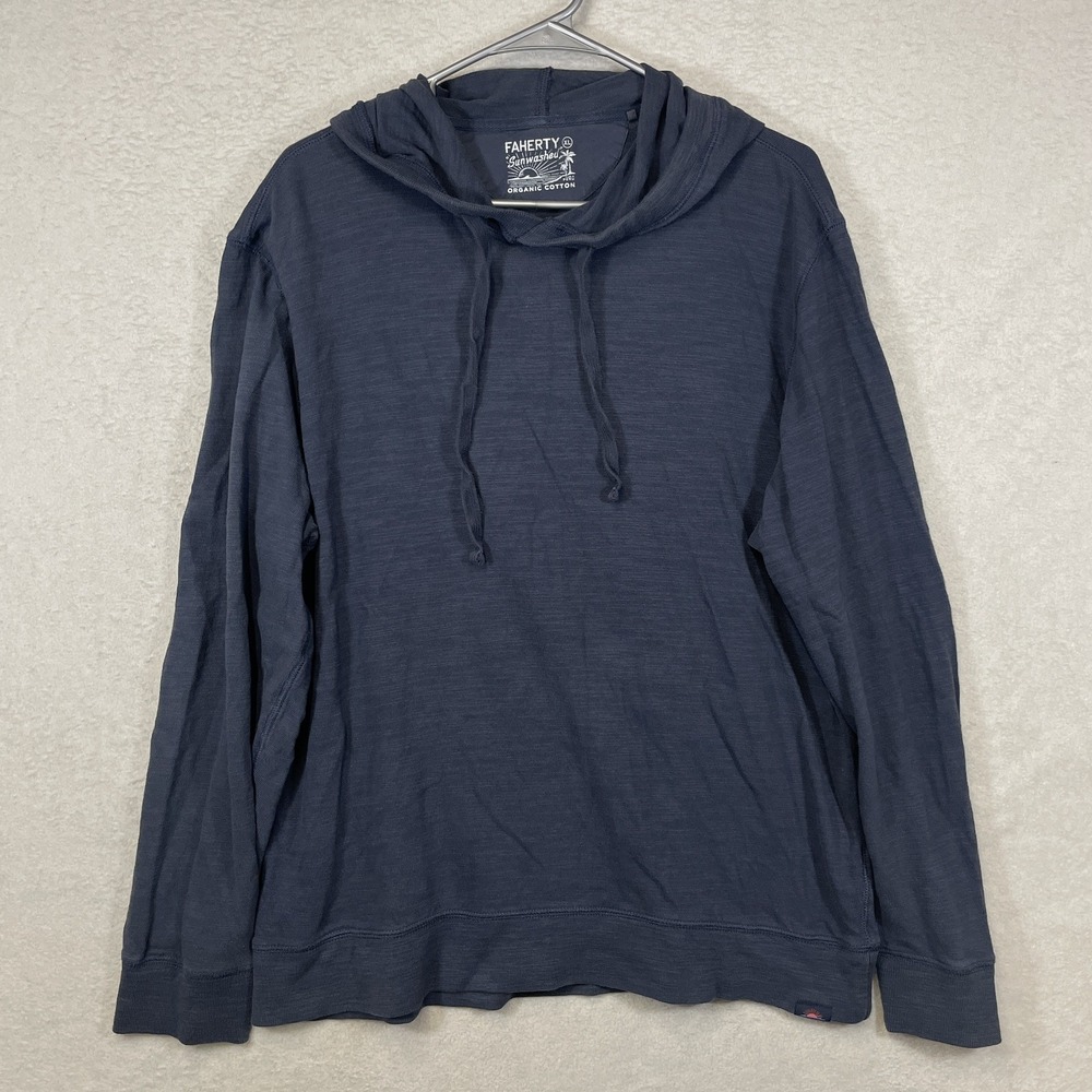 Faherty Men's XL Sunwashed Organic Cotton Slub Pullover Hoddie Lightweight Peru